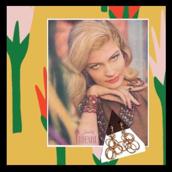 Clip on Dangle Hoops by Trifari - Picture 3 of 3